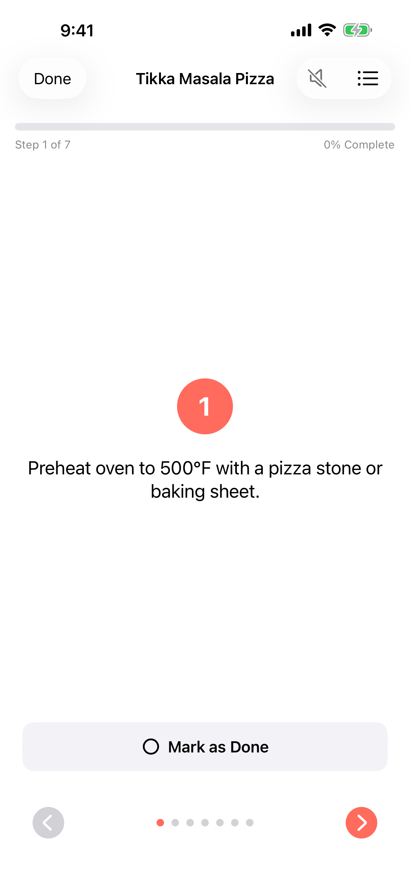 Smart Recipes hands-free cooking mode on iPhone
